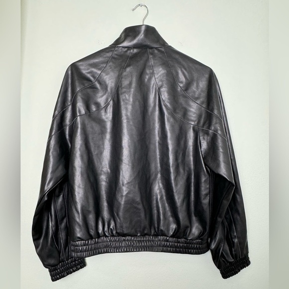 NWT Adidas Adicolor Trefoil Faux Leather Jacket Size‎ Small - Picture 6 of 13